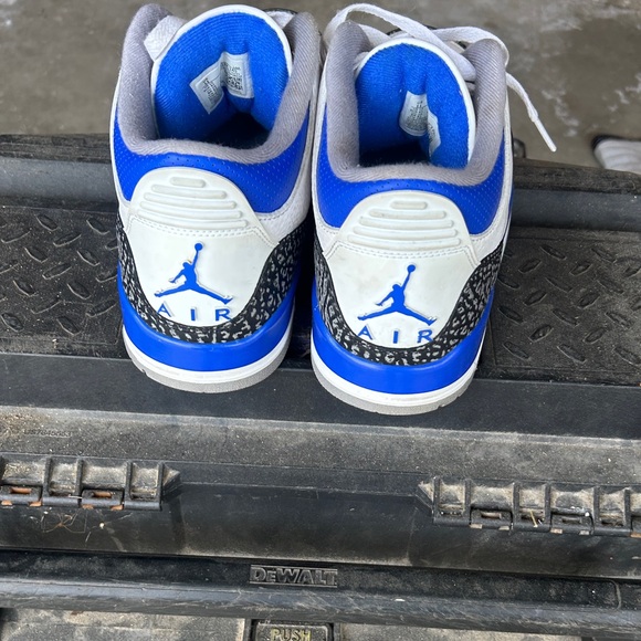 Jordan White and Blue High-Top Sneakers - Picture 6 of 7